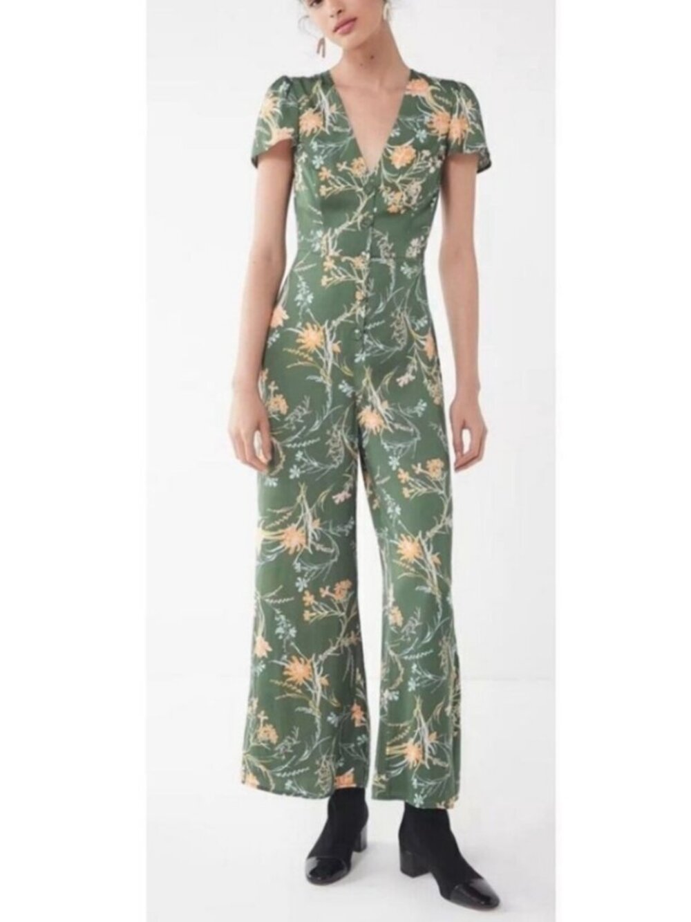 Urban Outfitters Floral Wide Leg Jumpsuit Maxi Romper T-17